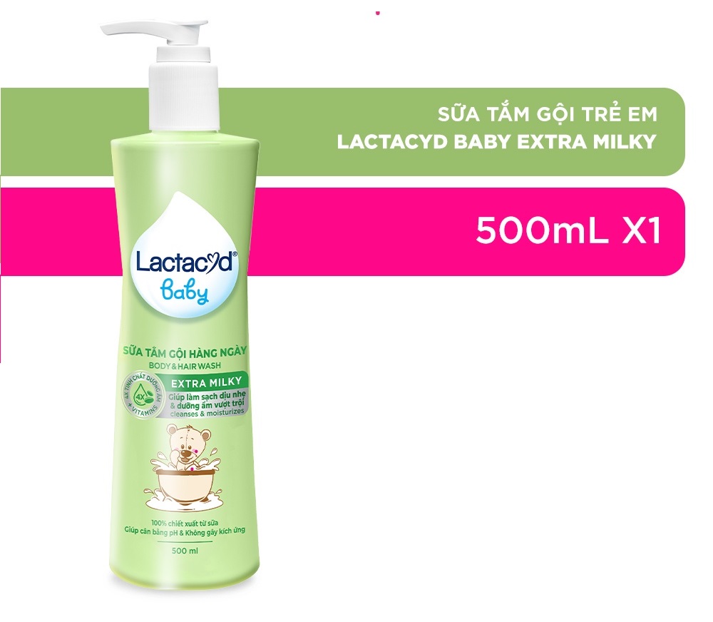 Sữa tắm gội trẻ em Lactacyd Milky chai 500ml