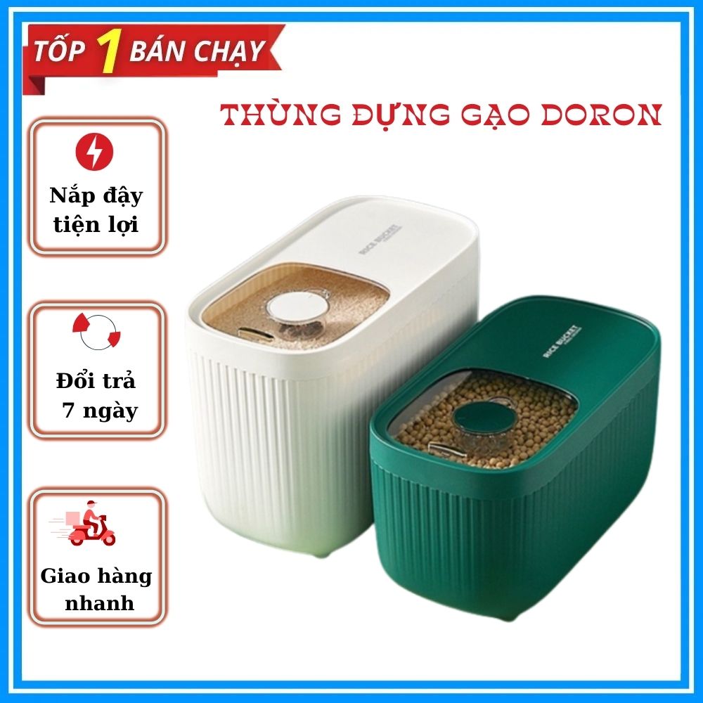Thùng đựng gạo doron - chống ẩm, chống mối mọt - loại 10kg và 15kg