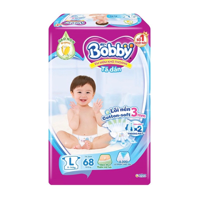 Bỉm tã dán siêu mỏng bobby fresh l68 - hsd luôn mới