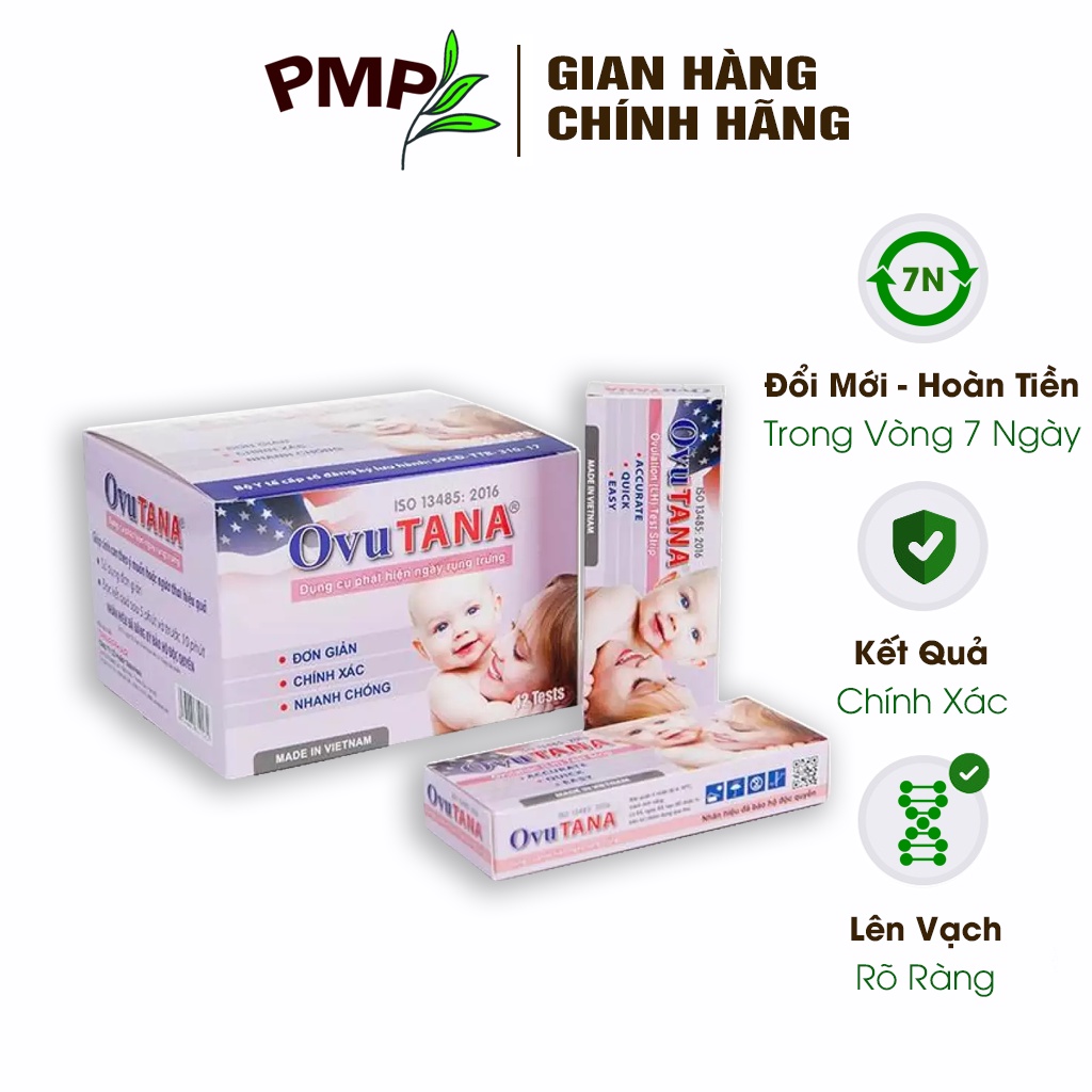  Que Thử Rụng Trứng Ovutana  Hộp 12 Test - Giúp Canh Ngày Rụng Trứng 
