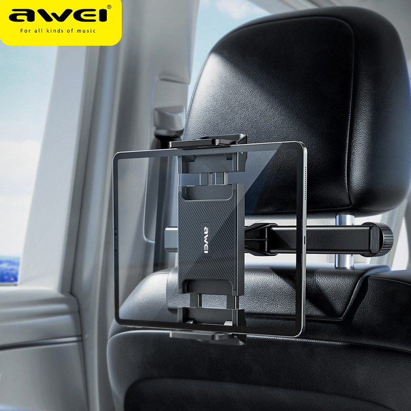 Awei X40 Tựa Đầu Ghế Sau Xe Hơi Gắn Giá Đỡ Điện Thoại Điện Thoại Di Động Xoay 360 Đa Năng iPad PC Giá Đỡ Điện Thoại Trên Xe Hơi Cho iPad Air 5 4 Pro 4.7-12.9 Inch