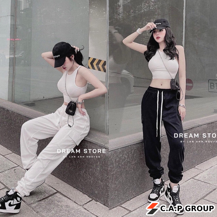 Set đồ bộ nữ áo croptop nữ quần BOOM Kaki cá tính túi hộp siêu xuất sắc