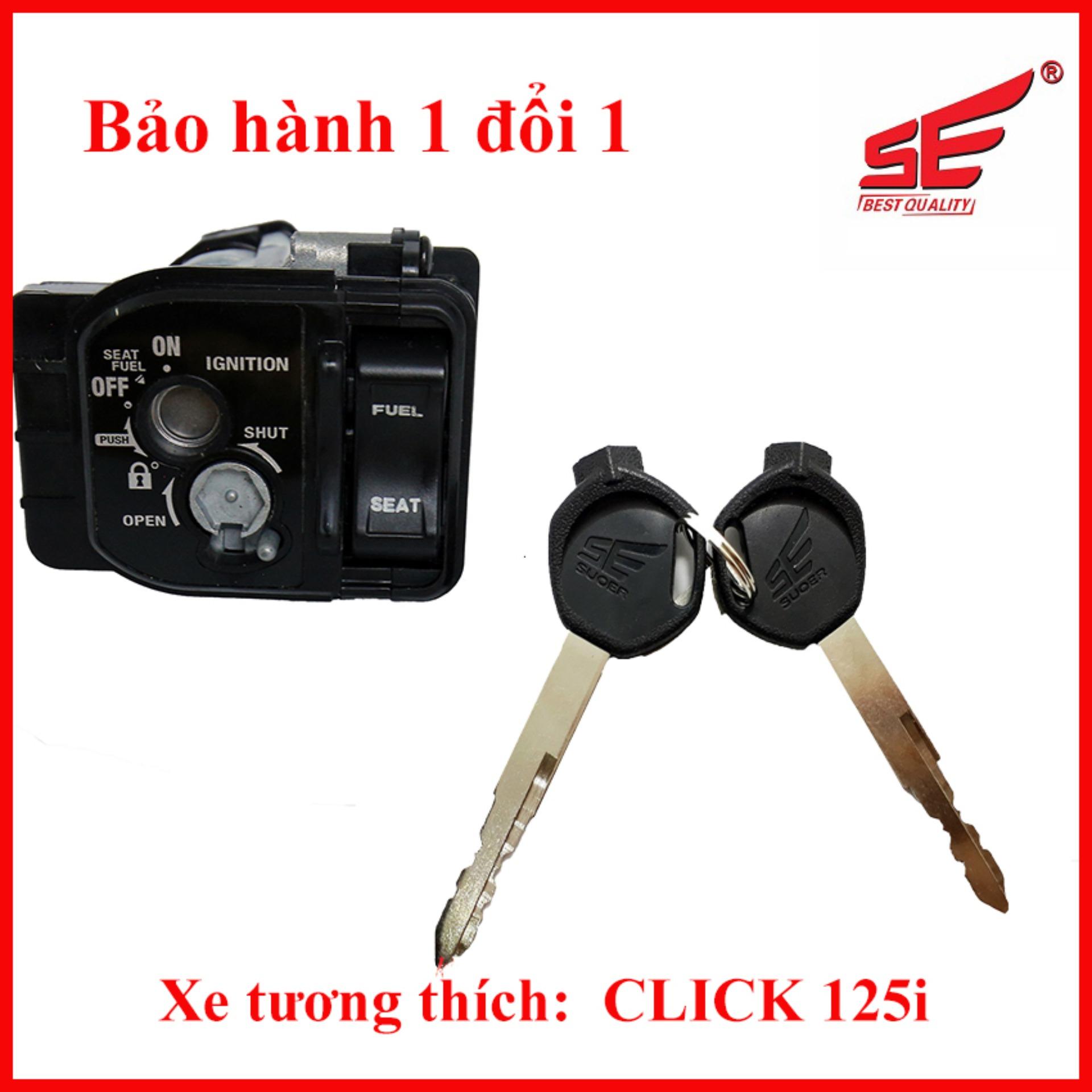 Bộ ổ khóa xe máy click 125i 2 cạnh thương hiệu se