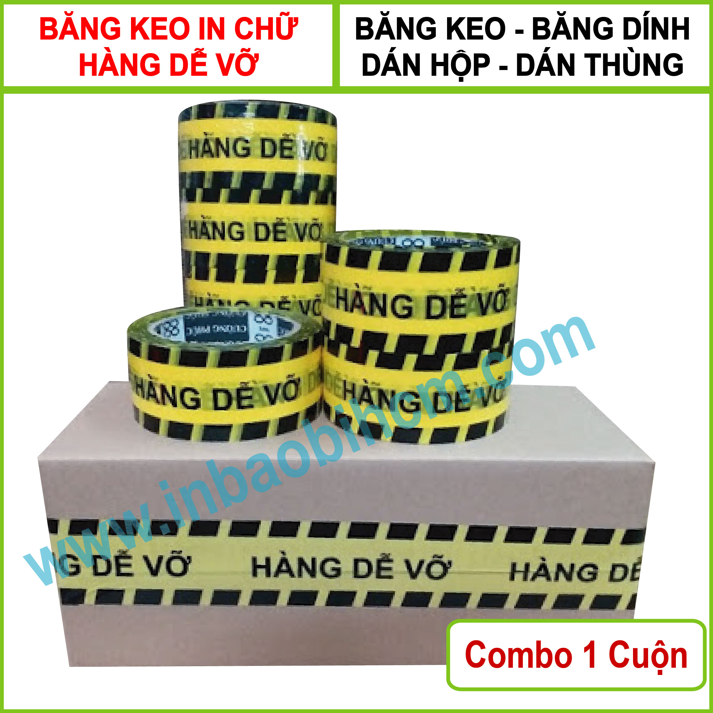 [HCM]1 Cuộn Băng keo in chử HÀNG DỄ VỠ dán hộp dán thùng - Bản 4F8 - Băng keo giá rẽ
