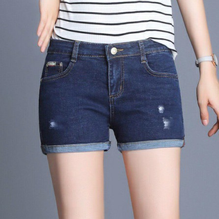 Quần jean nữ quần short denim nữ lưng cao co giãn hàng công ty xuất khẩu cao cấp