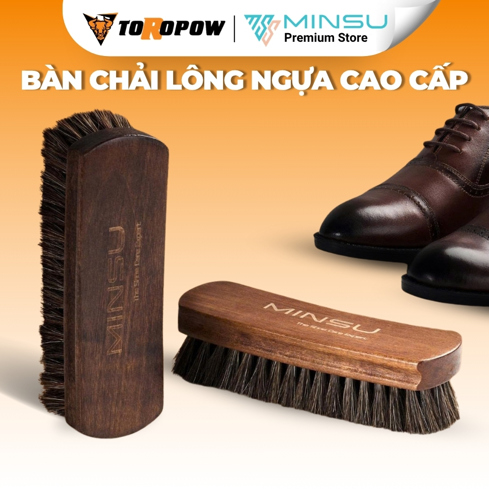 Bàn Chải Lông Ngựa Lớn Cán Gỗ Sồi Minsu M2428 – Chuyên Dùng Vệ Sinh Giày Sneaker, Giày Da Lộn, Nubuck