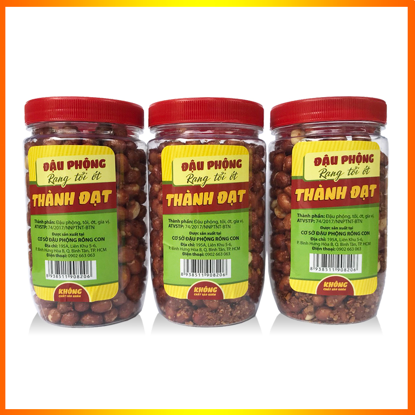 3 Hủ Đậu Phộng Rang Tỏi Ớt (Hủ 210Gram) thương hiệu THÀNH ĐẠT - Đồ ăn vặt, đậu và hạt, đồ ăn chế biến sẵn