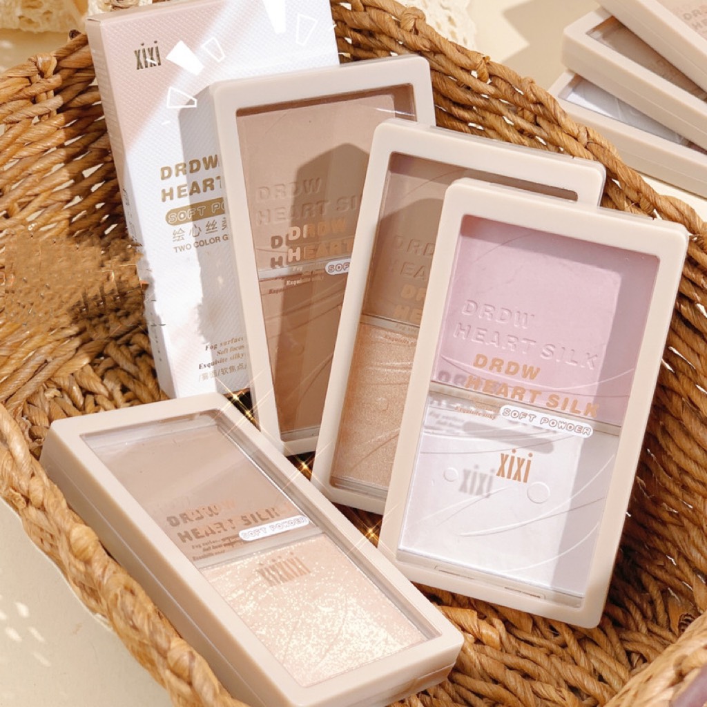 Hộp Phấn Highlighter Xixi Trang Điểm Bắt Sáng Tạo Khối Màu Tự Nhiên