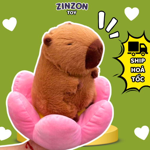 Gấu bông capybara hoa sen nhồi bông êm mịn