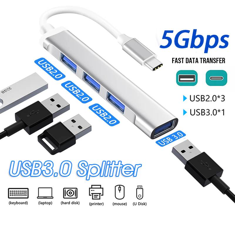Bộ chia 4 cổng USB 3.0 type C cho Laptop Máy Tính