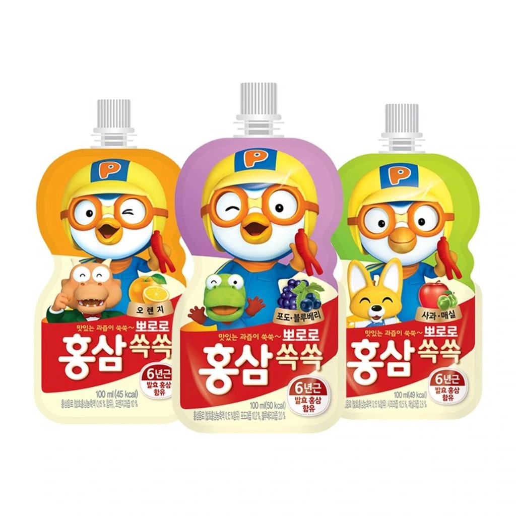 (3 vị) Nước Hồng Sâm Paldo Pororo 100ml HOT SALE