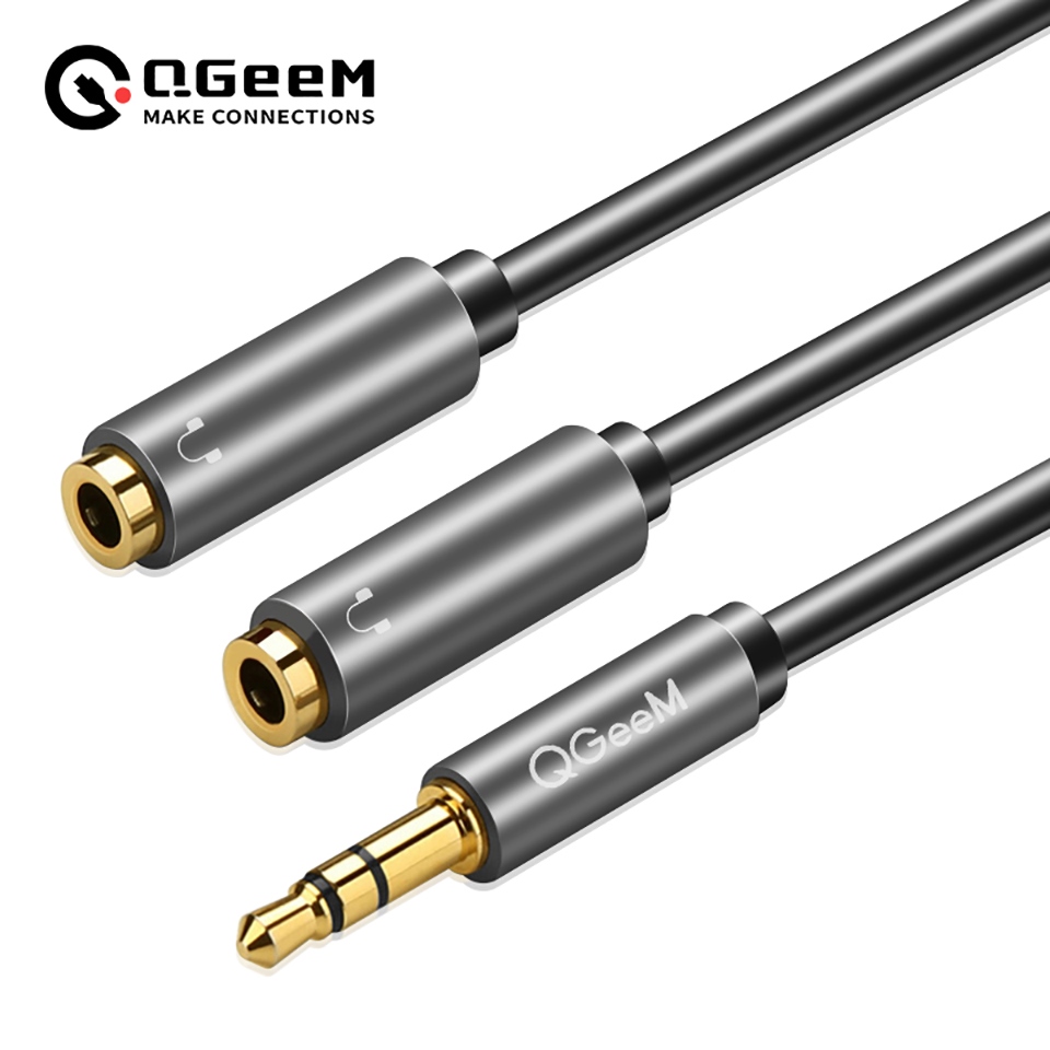 YF QGeeM Earphone Extension Cable Jack 3.5mm Audio Male to 2 Female Aux