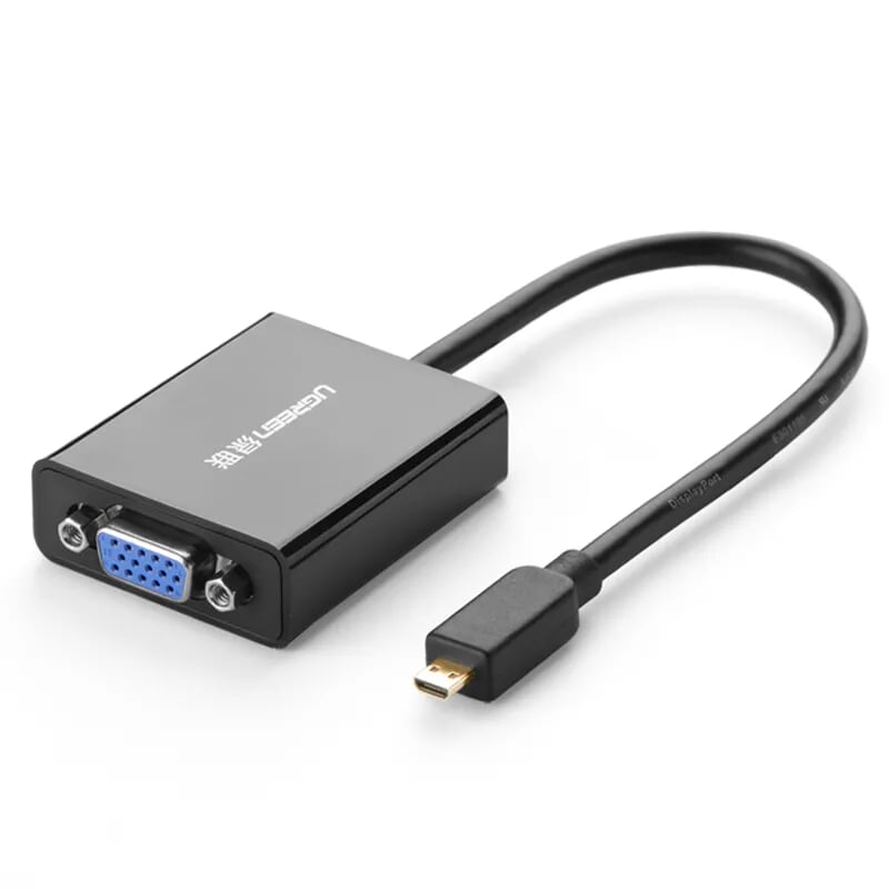Ugreen 40268 15cm màu đen bộ chuyển microi hdmi sang vga kém cổng âm thanh mm111