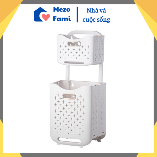 Giỏ đựng quần áo bẩn, giỏ đựng quần áo thông minh mf143 2 tầng gấp gọn treo tường - bảo hành toàn quốc 12 tháng.