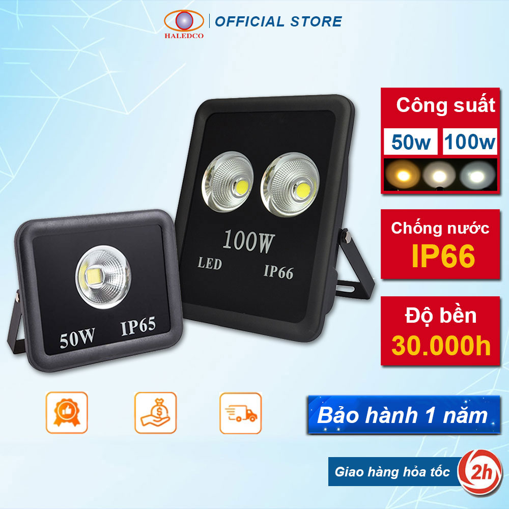 Đèn pha led, đèn pha cốc công suất 50w, 100w haledco cao cấp bảo hành 12 tháng