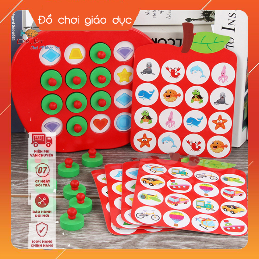 Bộ đồ chơi lật hình bằng gỗ hình táo đáng yêu- trò chơi giúp trẻ luyện khả năng ghi nhớ, bộ đồ chơi giáo dục tại DrTOY