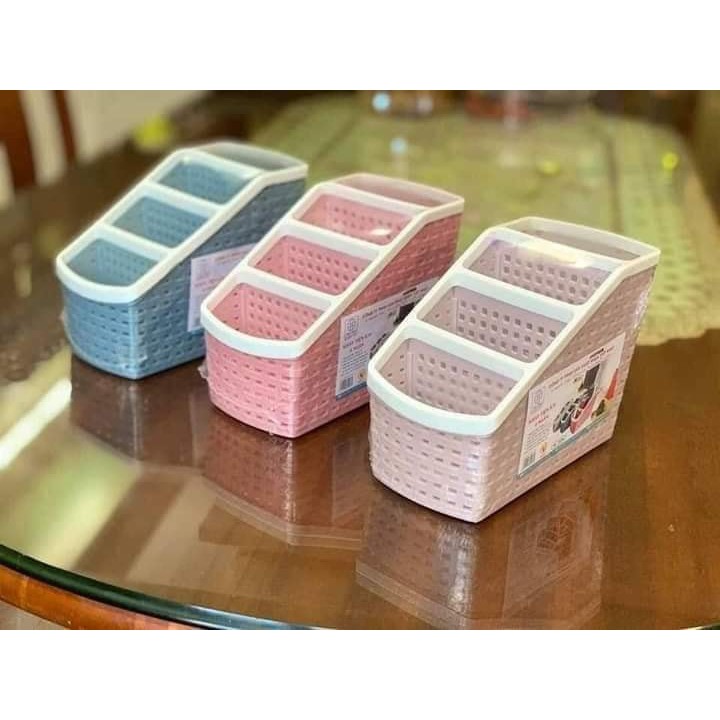 Khay nhựa tiện ích 4 ngăn, để bàn, đựng đồ, khay nhựa 4 ngăn, đựng bút, đồ dùng đa năng 4.9