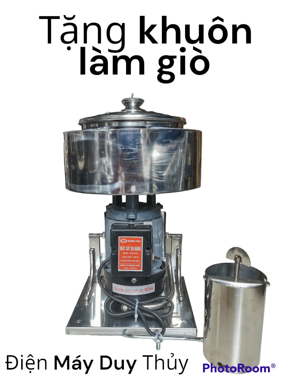 Máy Xay Giò Chả Lụa 1,1kw 1,5HP Loại 1kg Inox Có Bao Đá Tặng Que Làm Ruốc