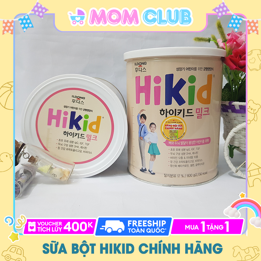[CHÍNH HÃNG] Sữa Bột HIKID Chính Hãng Tăng Chiều Cao  Vị Vani Hộp 600g Cho Bé Từ 1 Đến 9 Tuổi, Bổ Sung Canxi, Kẽm, Sắt - Sữa Hikid Hàn Quốc, Sữa Tăng Chiều Cao, Sữa Bột Trẻ Em, Sữa Công Thức BETITI
