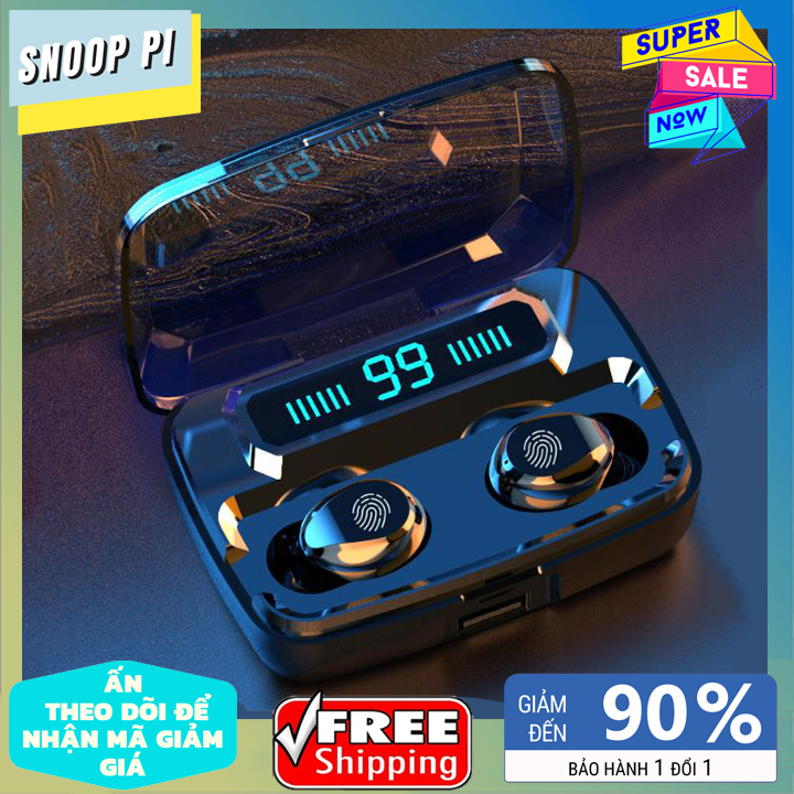 Tai Nghe Bluetooth Không Dây F9 3500-Tai nghe bluetooth pin 3500 maH Micro HD, Chống Nước-Tai nghe bluetooth pin trâu-Tai nghe nhét tai không dây-Tai nghe không dây pin trâu