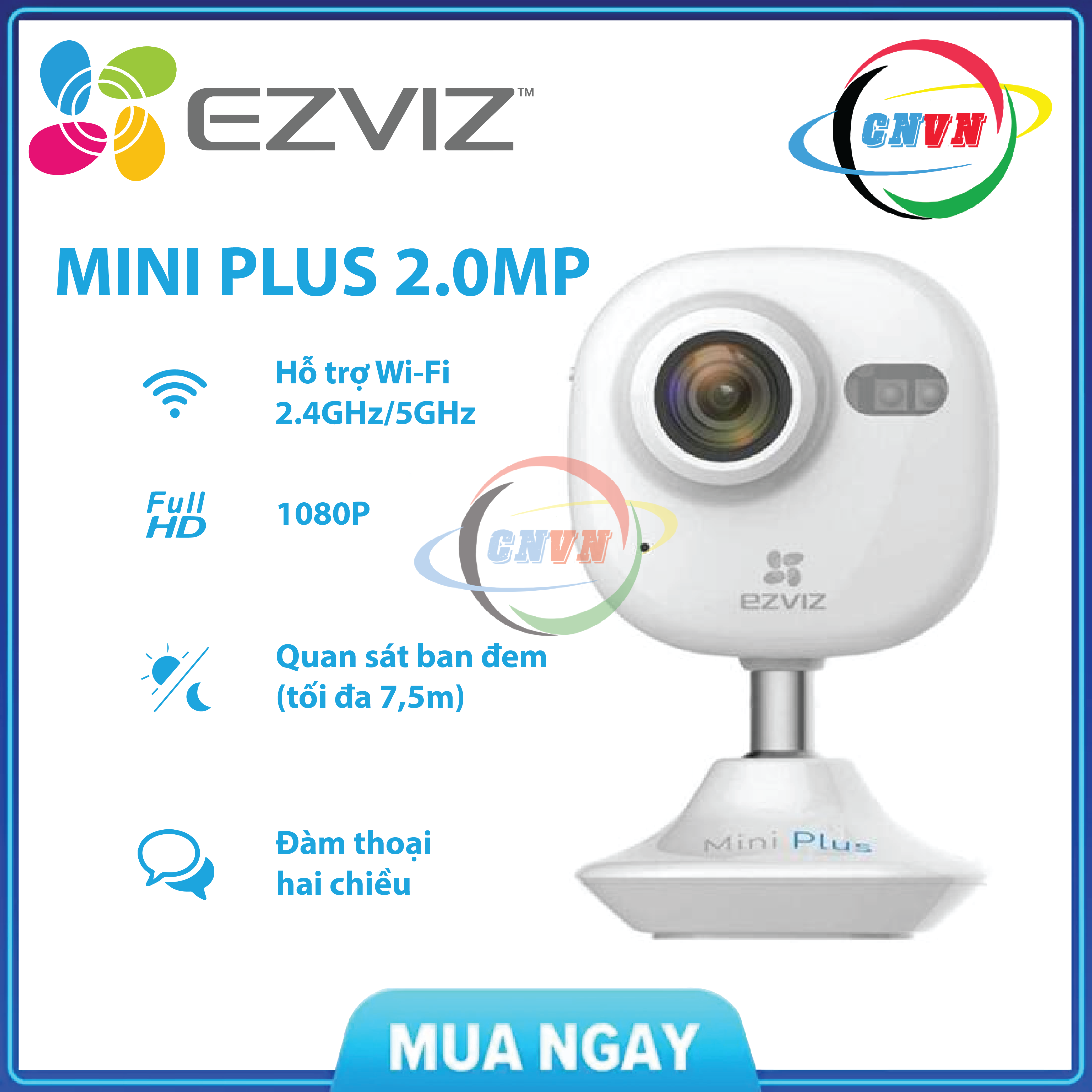 Camera ip wifi ezviz mini plus 2.0mp cs-cv200- - công nghệ việt nam