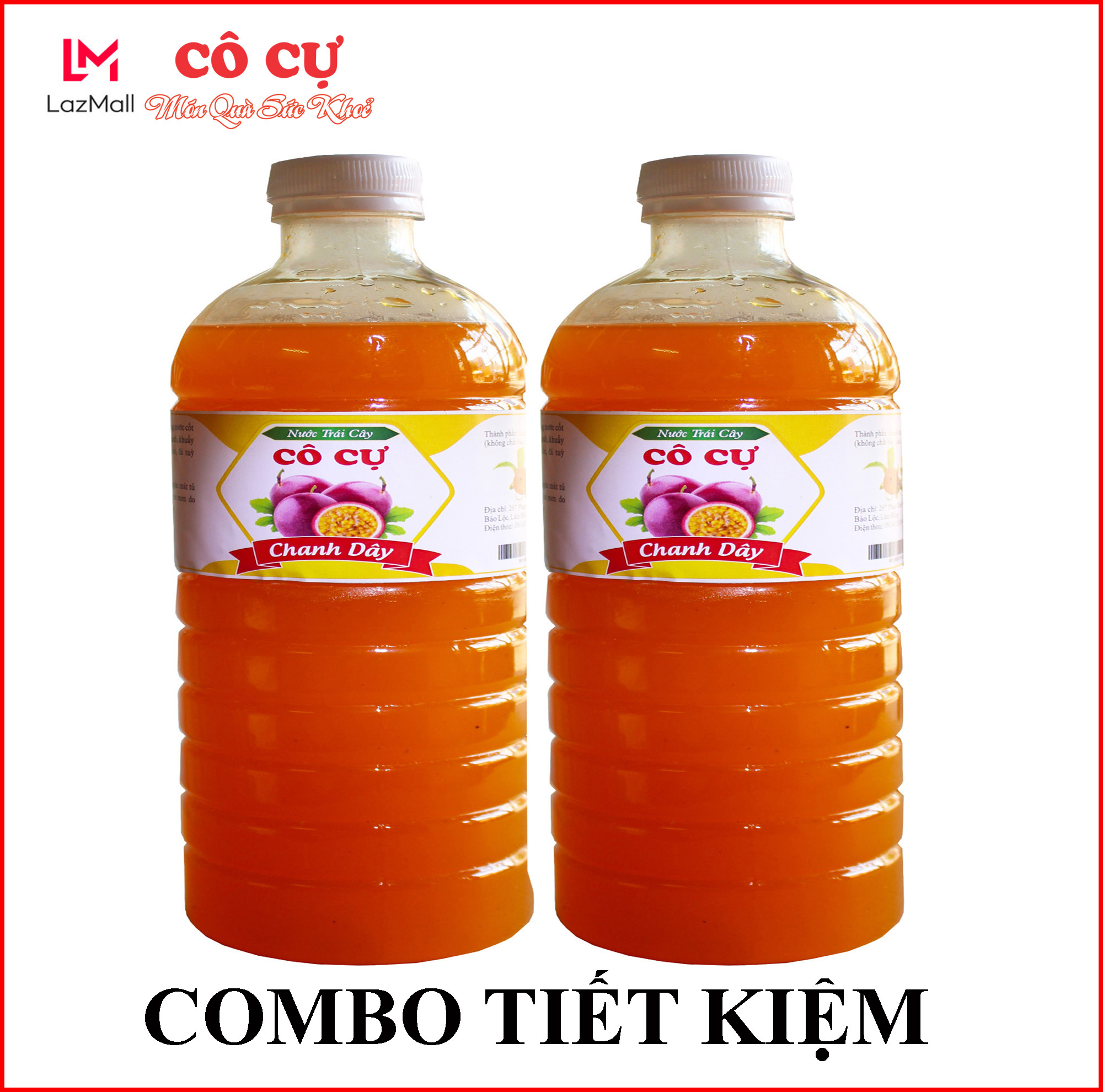 Combo tiết kiệm 2 chai chanh dây không hạt Cô Cự 1000m- Món quà cho sức khỏe, an toàn chất lượng