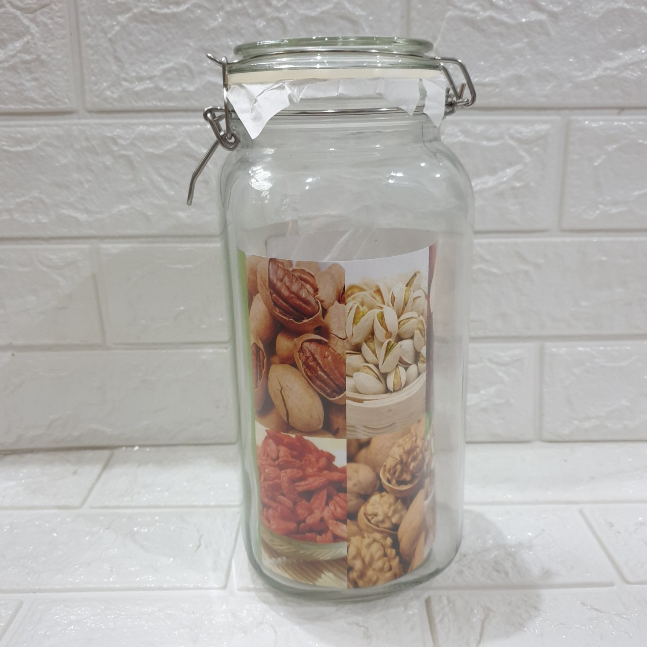 Hũ thủy tinh nắp quai cài kim loại 2000ml
