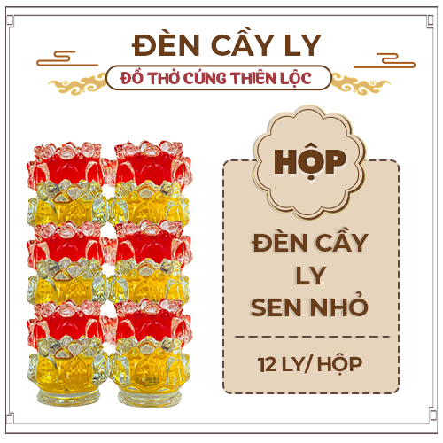 Đèn Cầy Ly Cúng Sen Nhỏ Cao 5cm Cháy Liên Tục 10 Tiếng Đồ Thờ Cúng Thiên Lộc - Hộp 12 Ly
