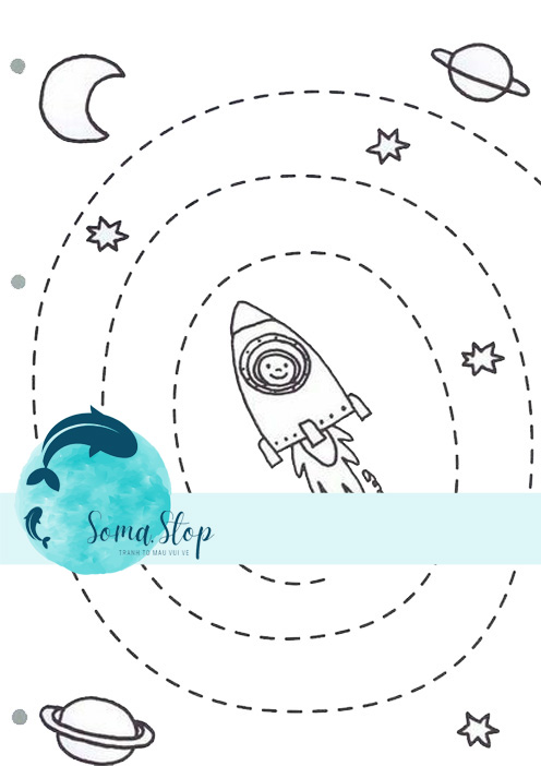 Bộ 50 tranh tô màu cho bé khổ A4- nét đứt đơn giản