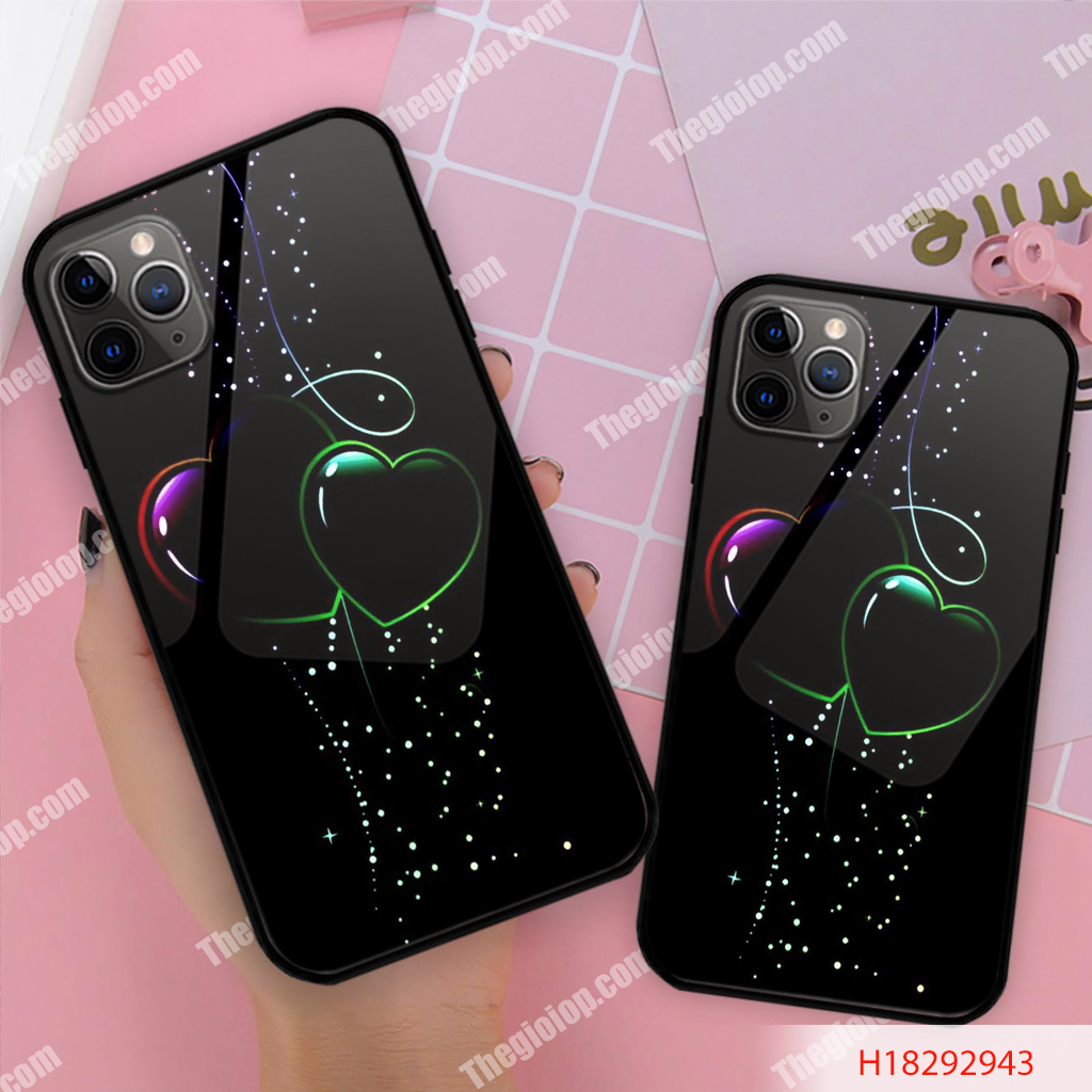 ỐP IPHONE, SAMSUNG TRÁNG GƯƠNG NỀN ĐEN TRÁI TIM H18292943