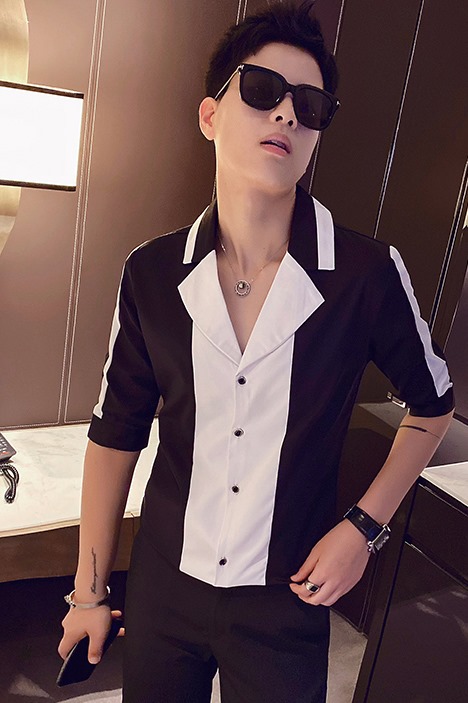 Áo sơ mi, áo sơ mi nam cổ vest tay lửng ghép mùa cực chất bao đẹp - N12
