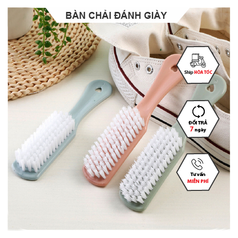 Bàn chải nhựa giặt quần áo tiện dụng, bàn chải giặt giầy cán dài đa năng
