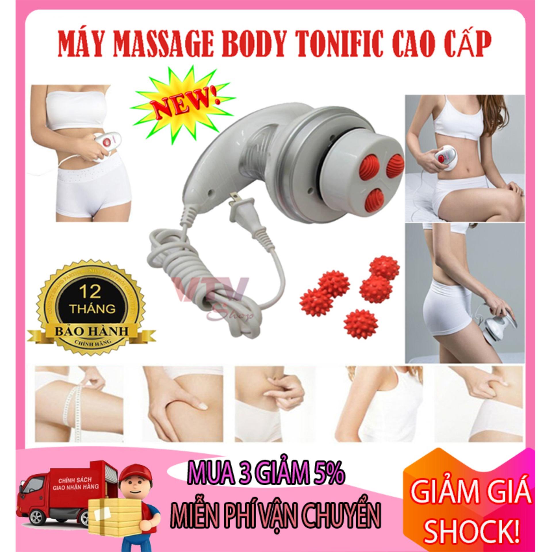 Máy massage cầm tay Tonific, máy massge giảm cân, máy massage toàn cơ thể giúp giảm mỡ thừa, lưu thông máu huyết tặng kèm các đầu massage thay thế.