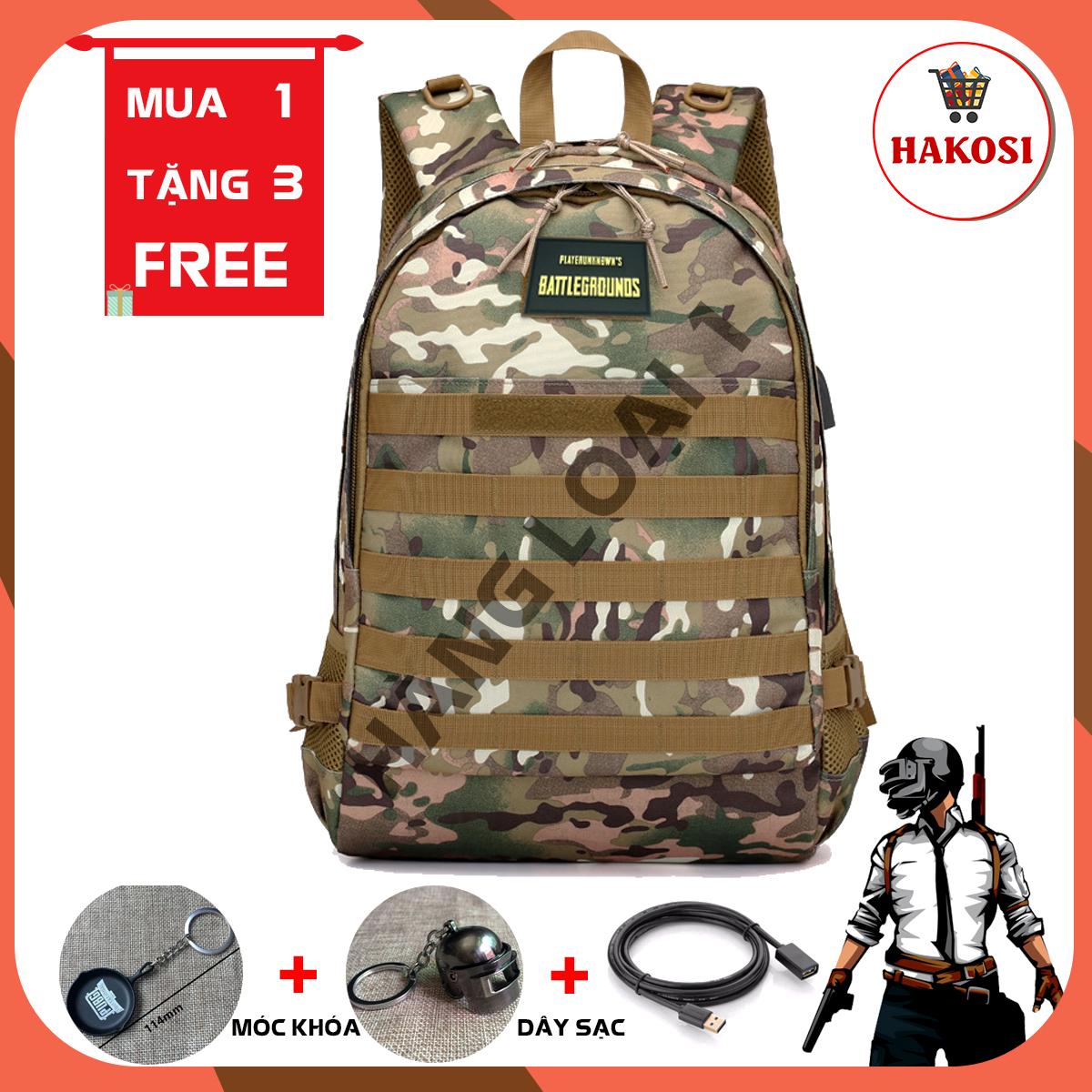 Balo Game 3PUBG [HÀNG_LOẠI_1] – Vải bố dày 2 lớp siêu bền tích hợp cổng USB và lỗ luồn tai nghe,Tặng móc Chảo PUBG(size 48* 34* 18 cm) – [HAKOSI]
