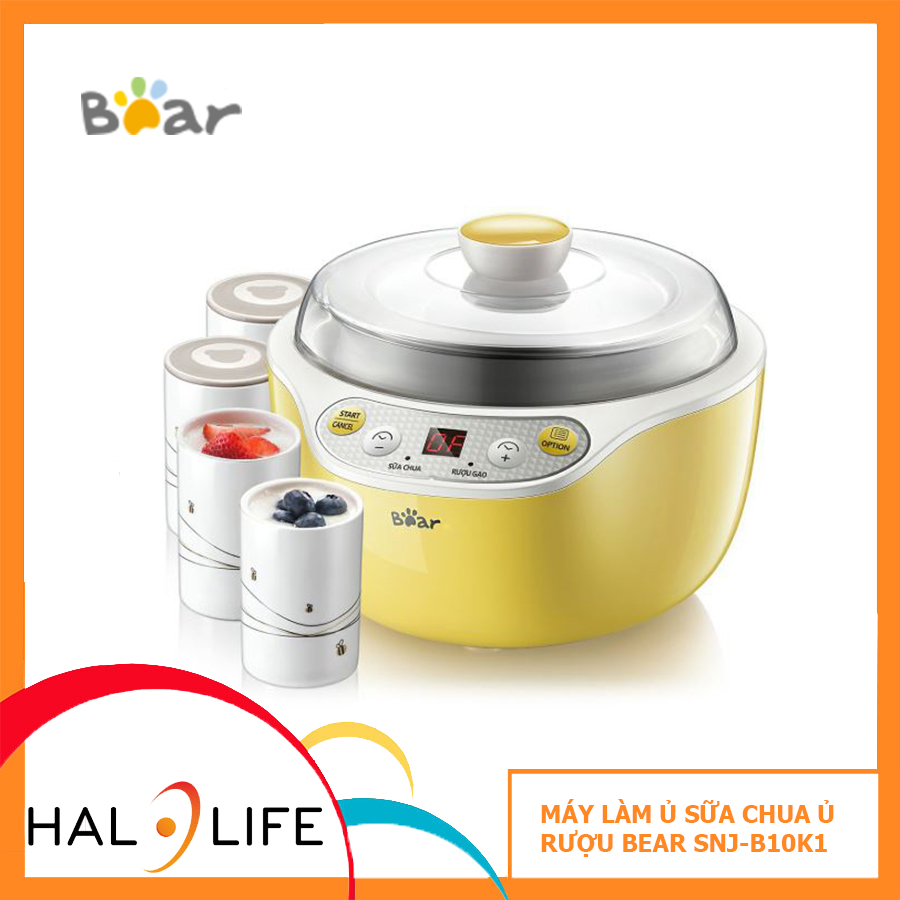 MÁY LÀM Ủ SỮA CHUA Ủ RƯỢU BEAR SNJ-B10K1 1 CHẬU INOX 304 1L 4 CỐC SỨ THỦY TINH 125ML