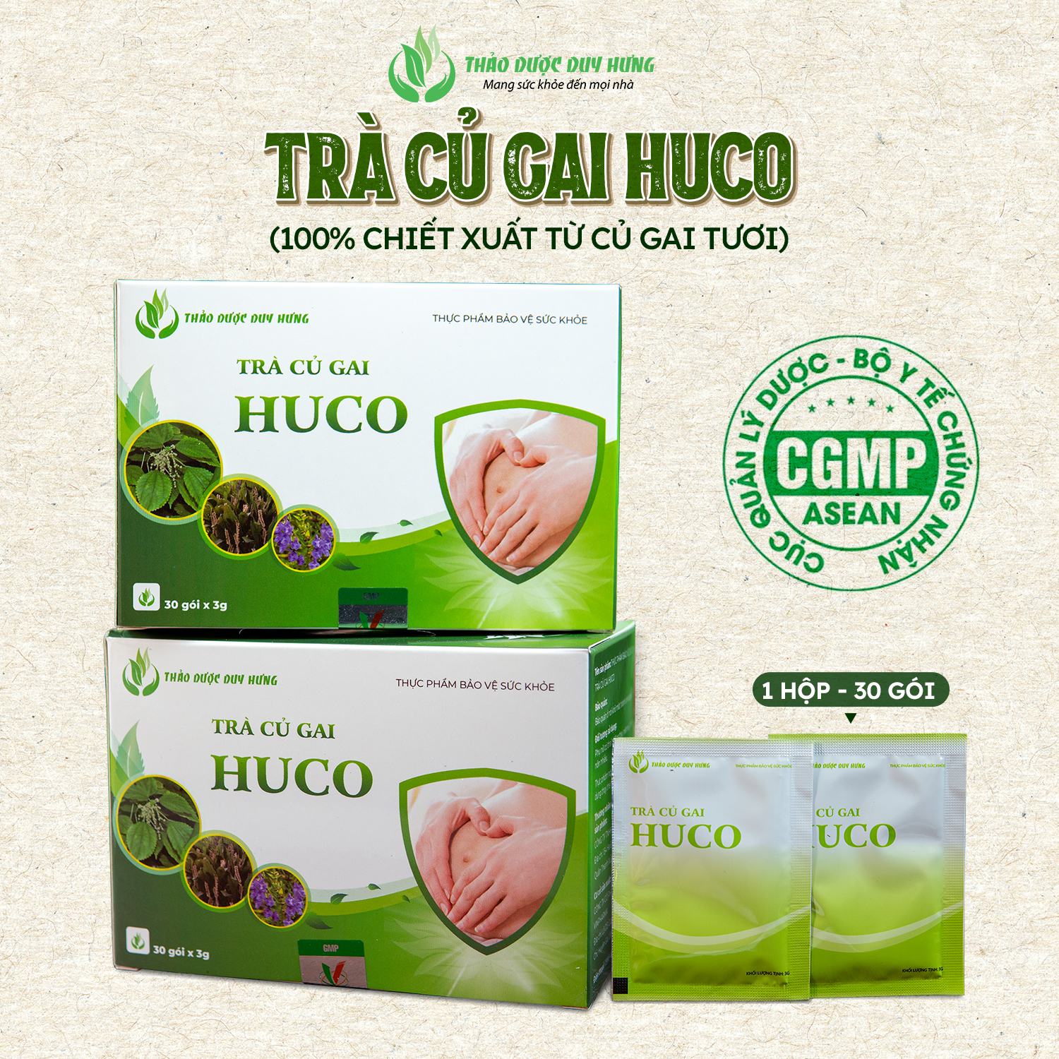 Trà thảo dược củ gai an thai huco - công ty tnhh thảo dược duy hưng