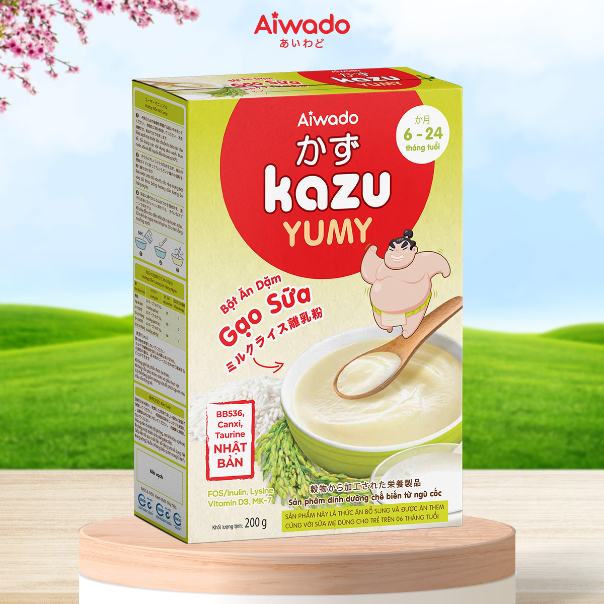 Bột ăn dặm Aiwado Kazu Yumy Gạo sữa 200g - Tinh tuý dưỡng chất Nhật Bản