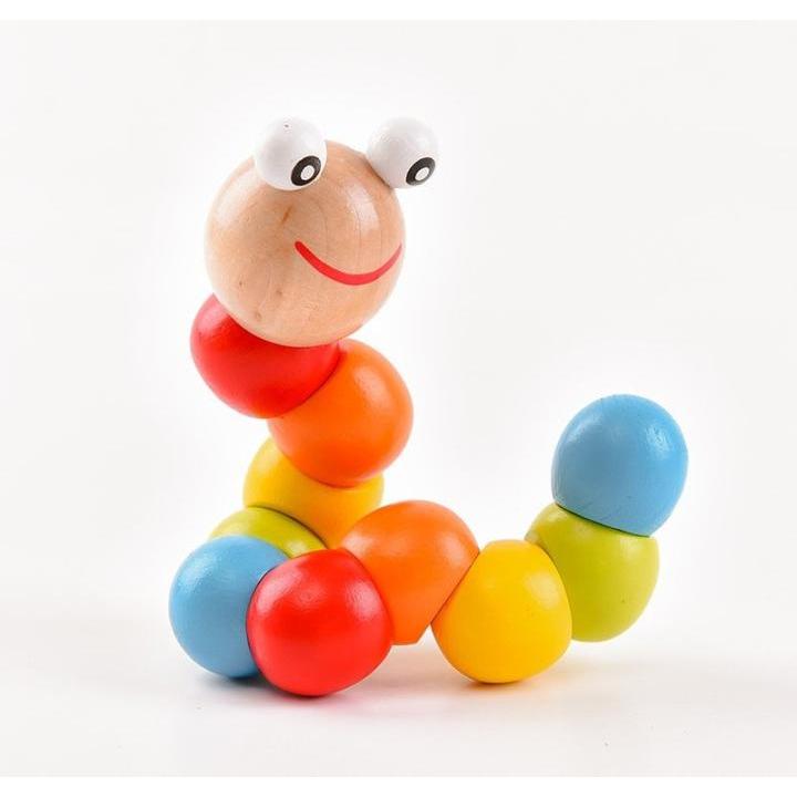 Baby kid wooden worm toy