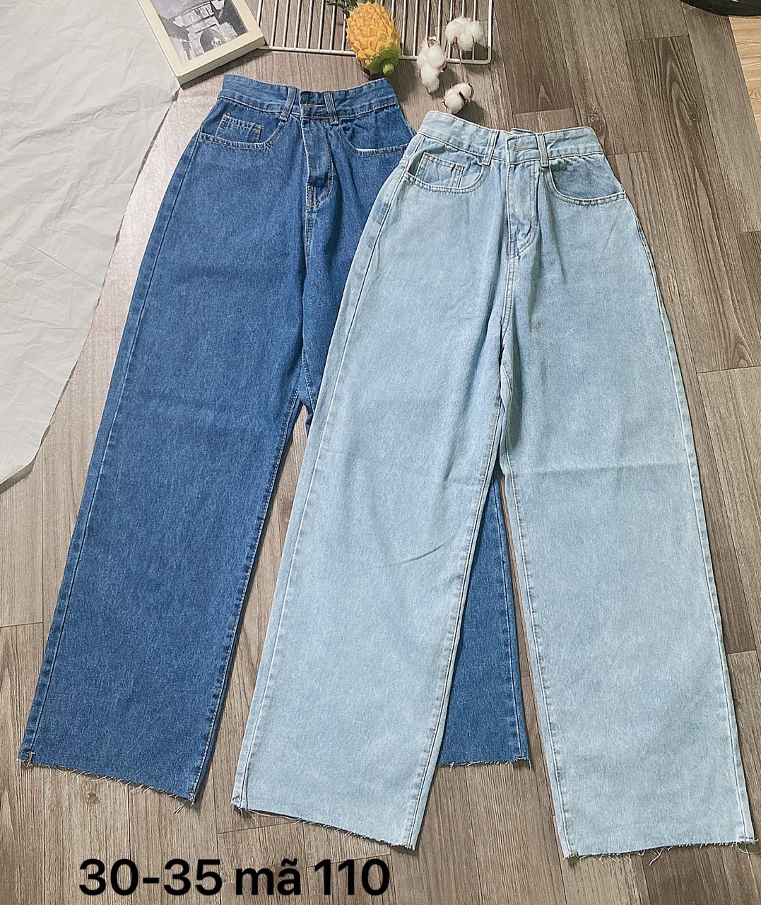 Quần jean baggy nữ ống rộng lưng cao hàng VNXK size từ 55kg đến 80kg MS110 thời trang bigsize 2KJean