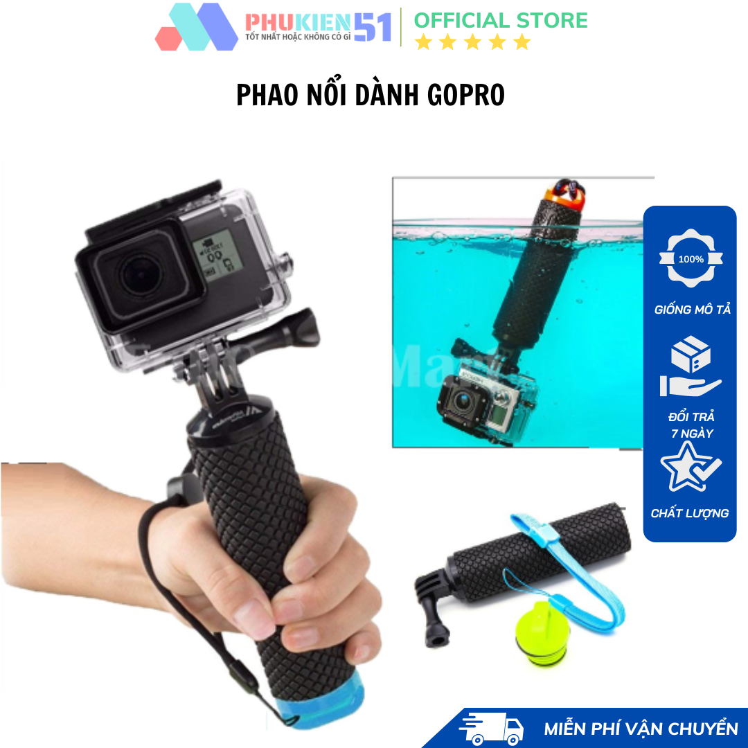 Tay cầm phao nổi cho gopro hero 11 10 9 8 7 6 5 4 chống cước bơi lặn