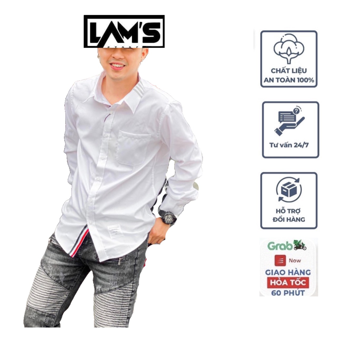 Sơ Mi Thom Browne 3 vạch ở cổ ,sọc đỏ vạt áo, chất liệu cao cấp ,thoáng mat