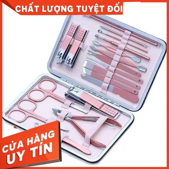Bộ/12 /18 dụng cụ chăm sóc móng gồm kềm cắt móng tay, kềm cắt móc chân bị mọc ngược, dũa tẩy biểu da chết chuyên nghiệp kèm bao da mang khi đi du lịch