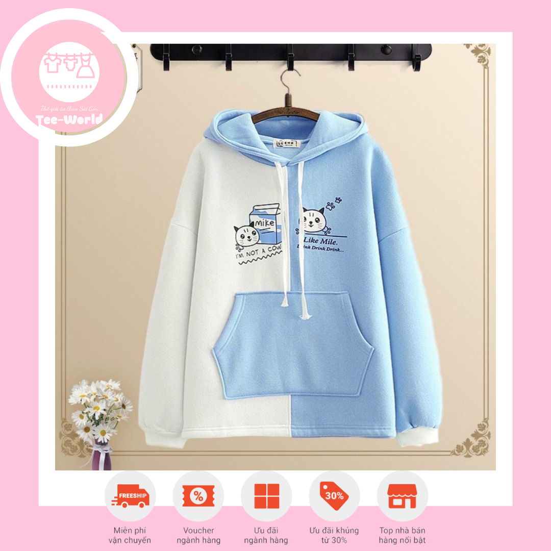[HCM][ FREESHIP TOÀN QUỐC] Áo Khoác Áo Hoodie Nỉ Có Nón Cute cộng thêm hình Mèo con siêu dễ thương chất vải Cao Cấp Trẻ Trung Thời Trang
