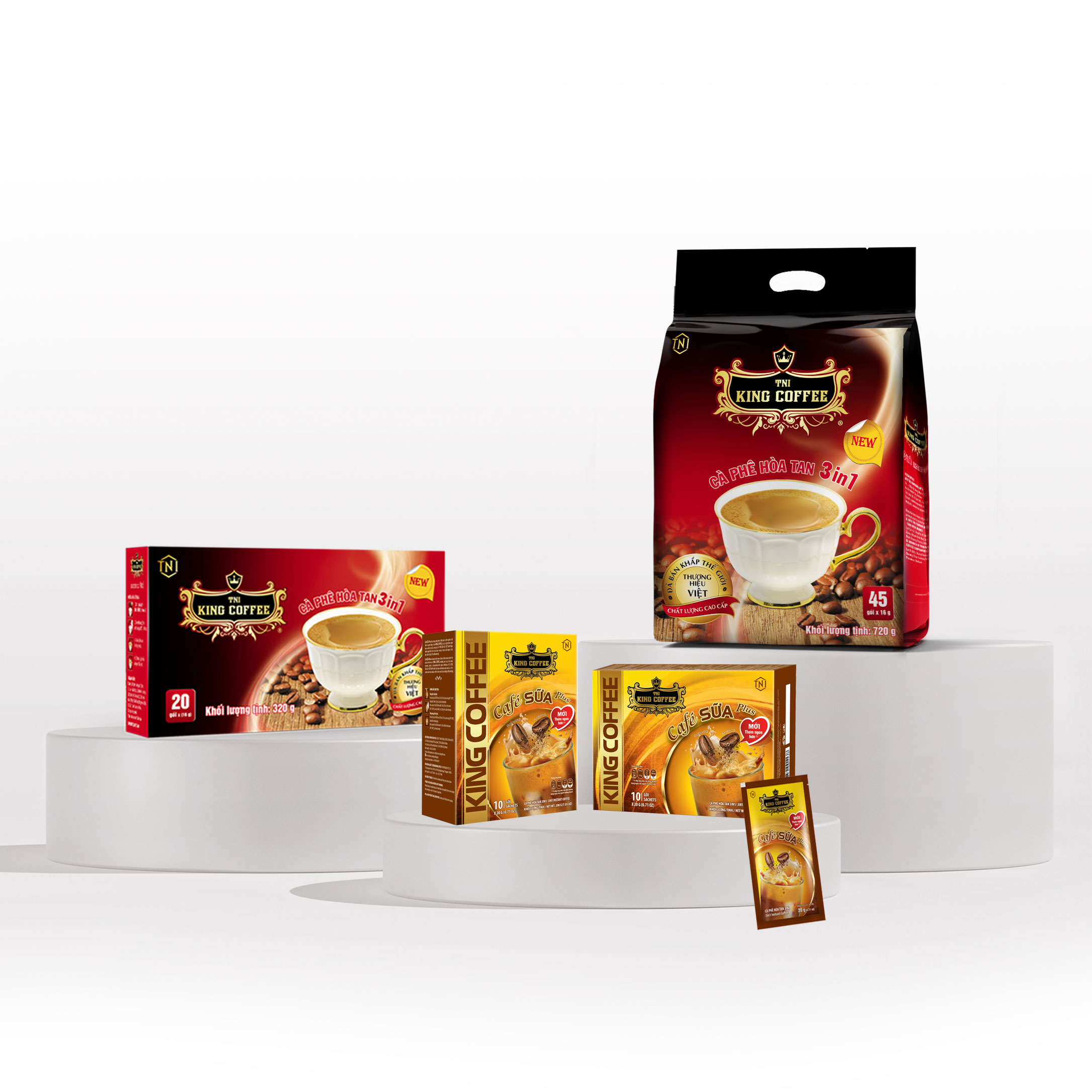 Combo 3in1 king coffee - 3 loại cà phê hòa tan king coffee