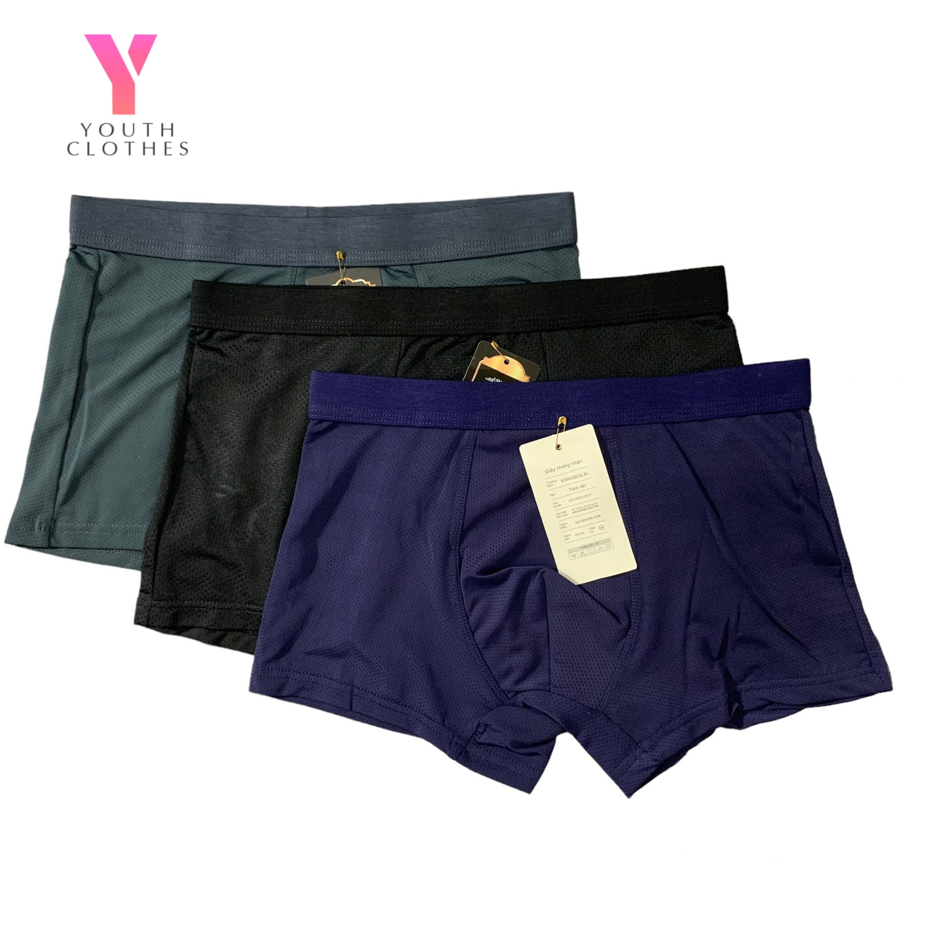 Combo 3 quần lót nam boxer, sịp đùi sợi tre kháng khuẩn thông hơi cao cấp