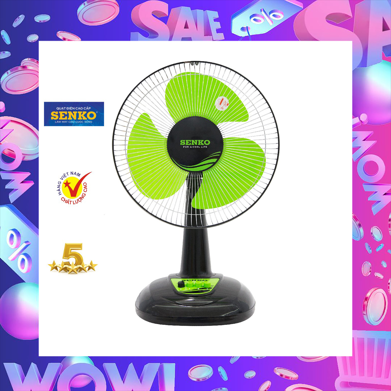 [FREESHIPMAX] Quạt bàn 3 lá B3 Senko BX1212 công suất 40W - Hàng Chính Hãng (giao màu ngẫu nhiên)