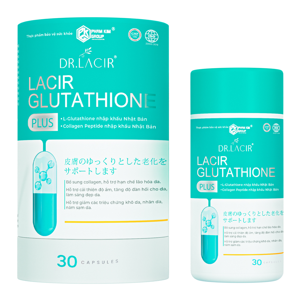Viên uống trắng da dr lacir glutathione plus - hộp 30 viên