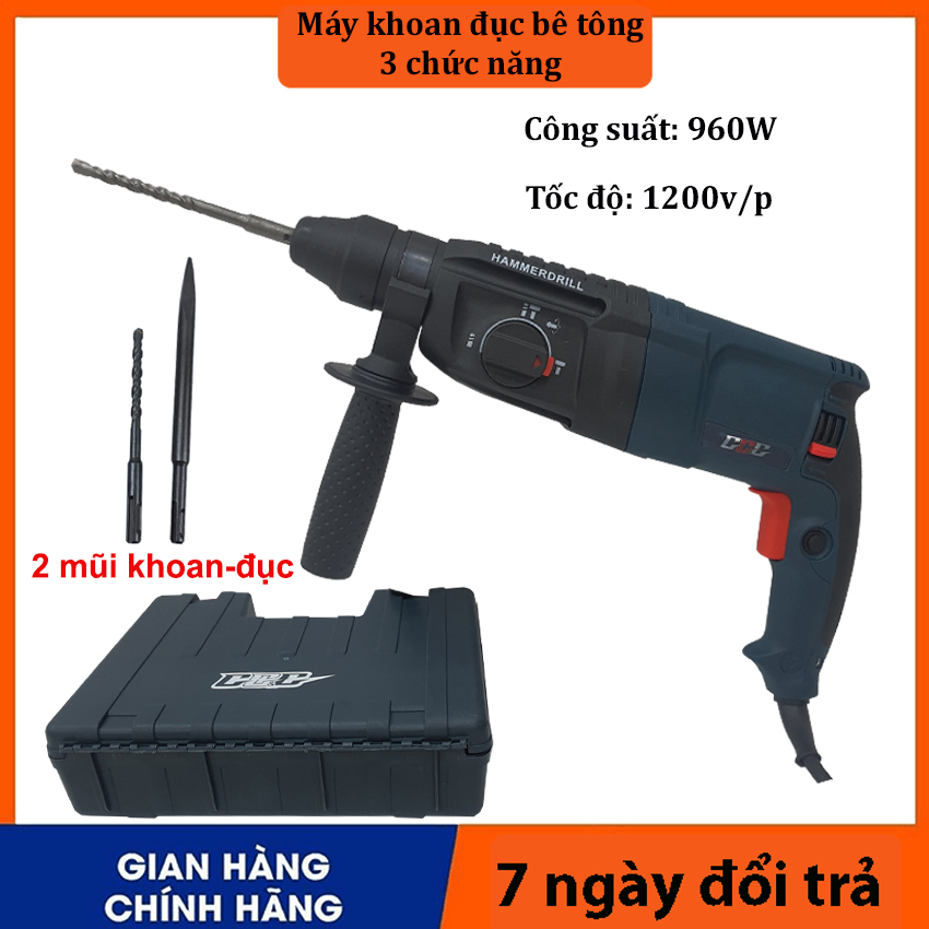 Mẫu mới 2026 Máy khoan đục bê tông 3 chức năng , khoan 3 chức năng chính hãng công suất 960w mũi 17 ly, khoan bê tông, máy khoan búa, khoan đấm, khoan đục tường bê tông XH2026, bảo hành đầy đủ 3 tháng