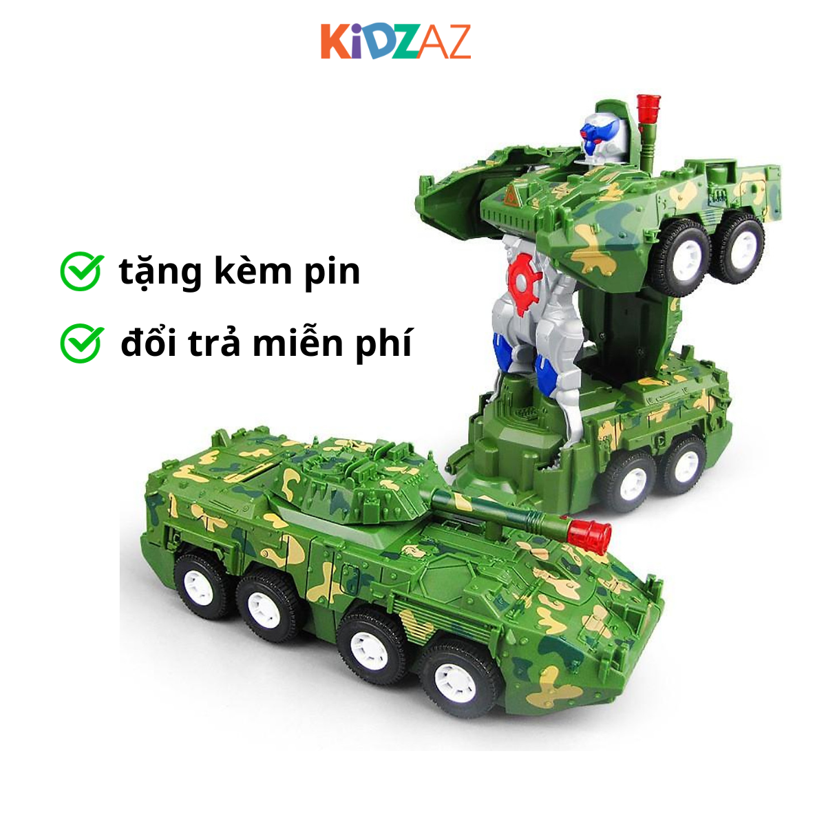 Đồ chơi trẻ em Xe tăng biến hình Robot - có đèn và nhạc vui nhộn