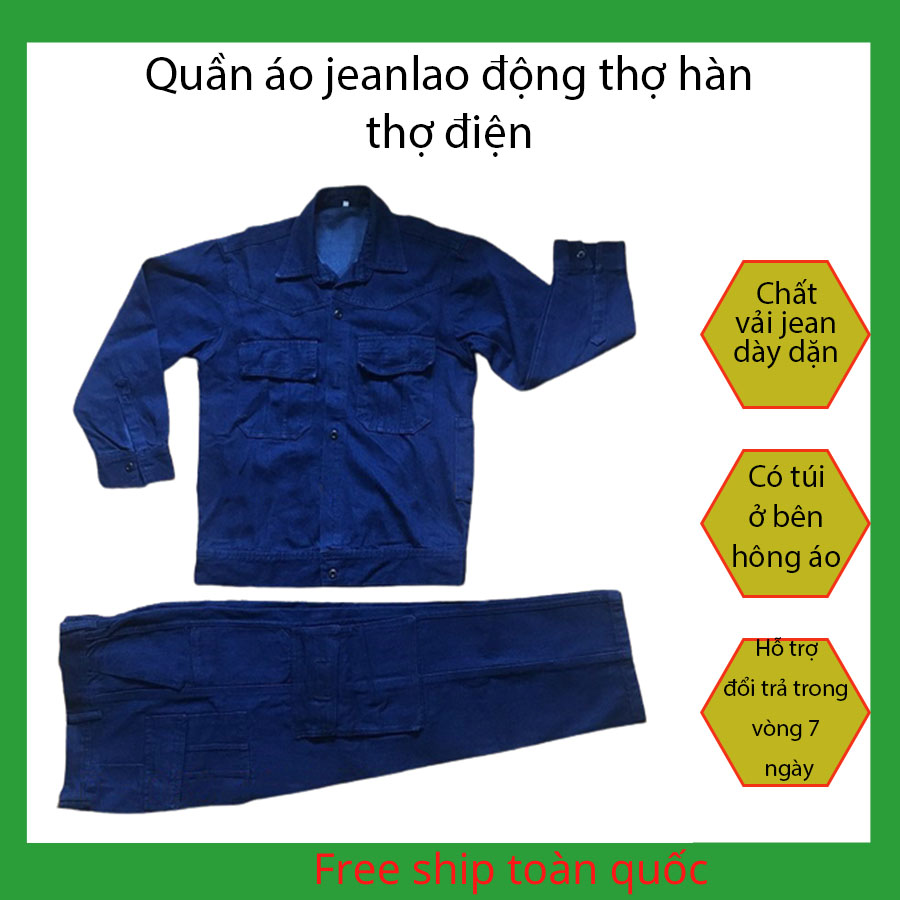 Quần áo jean quần bò thợ hàn thợ điện loại 2-chuyên dùng cho thợ hàn, thợ điện miền nam -Nsafe